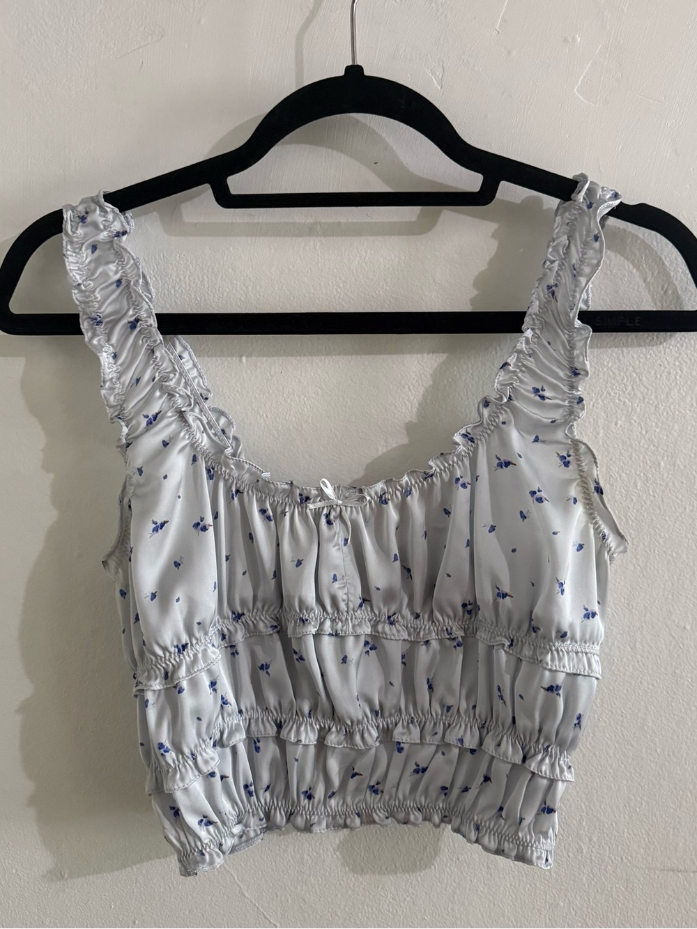 Zara Crop Top with Small Blue Floral Print